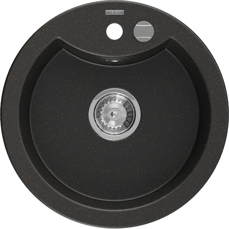 Mexen Diego гранитна мивка с 1 отделение 488 x 480 мм, черна/златен металик,