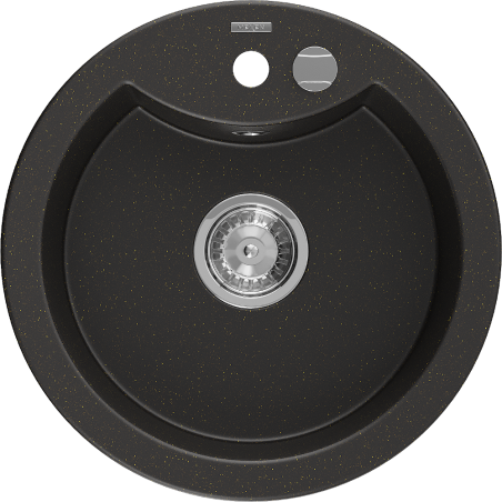 Mexen Diego гранитна мивка с 1 отделение 488 x 480 мм, черна/златен металик,