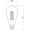 Mexen Vintis 3x LED филаментна крушка E27, ST64, 8W, Топла - 2700K, 680 lm, пушек