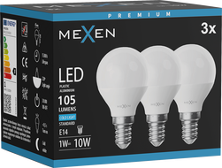 Mexen Nova 3x LED крушка E14, G45, 1W, Студена - 6500K, 105 lm - L101-E14-0165-01x03