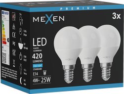 Mexen Nova 3x LED крушка E14, G45, 4W, Студена - 6500K, 420 lm - L101-E14-0465-01x03