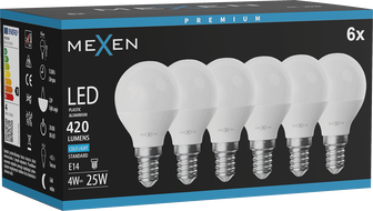 Mexen Nova 6x LED крушка E14, G45, 4W, Студена - 6500K, 420 lm - L101-E14-0465-01x06