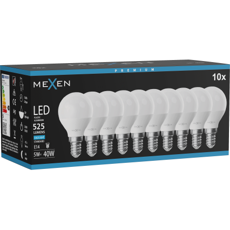 Mexen Nova 10x LED крушка E14, G45, 5W, Студен - 6500K, 525 lm - L101-E14-0565-01x10