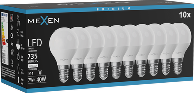 Mexen Nova 10x LED крушка E14, G45, 7W, Неутрална - 4000K, 735 lm - L101-E14-0740-01x10