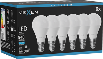Mexen Nova 6x LED крушка E14, G45, 8W, Студена - 6500K, 840 lm - L101-E14-0865-01x06