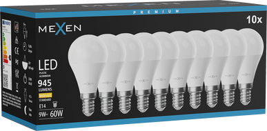 Mexen Nova 10x LED крушка E14, G45, 9W, Топла - 3000K, 945 lm - L101-E14-0930-01x10