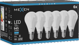 Mexen Nova 6x LED Крушка E14, G45, 9W, Студена - 6500K, 945 lm - L101-E14-0965-01x06