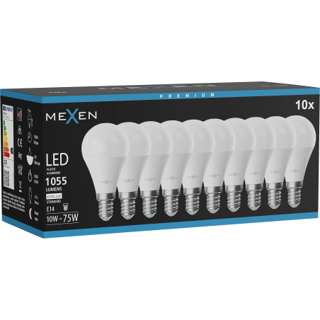Mexen Nova 10x LED крушка E14, G45, 10W, Неутрална - 4000K, 1055 lm - L101-E14-1040-01x10