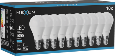 Mexen Nova 10x LED крушка E14, G45, 10W, Студена - 6500K, 1055 lm - L101-E14-1065-01x10