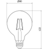 Mexen Vintis 6x LED филамент крушка E27, G80, 2W, Топла - 2200K, 150 lm, димна - L155-E27-0222-70x06