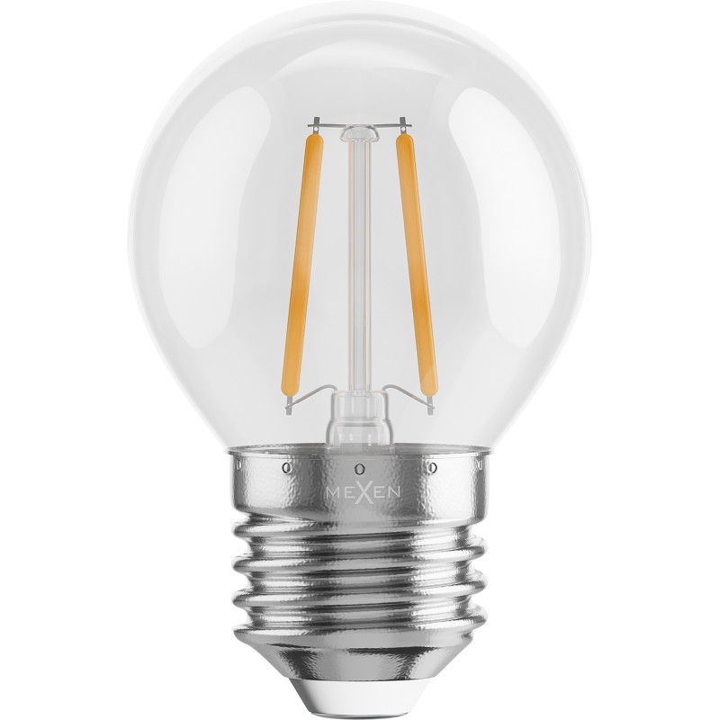 Mexen Vintis 3x LED филамент крушка E27, G45, 2W, Топла - 2700K, 240 lm, прозрачна