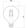 Mexen Vintis 6x LED крушка с нажежаема жичка, E27, G95, 2W, Топла - 2200K, 180 lm, кехлибар