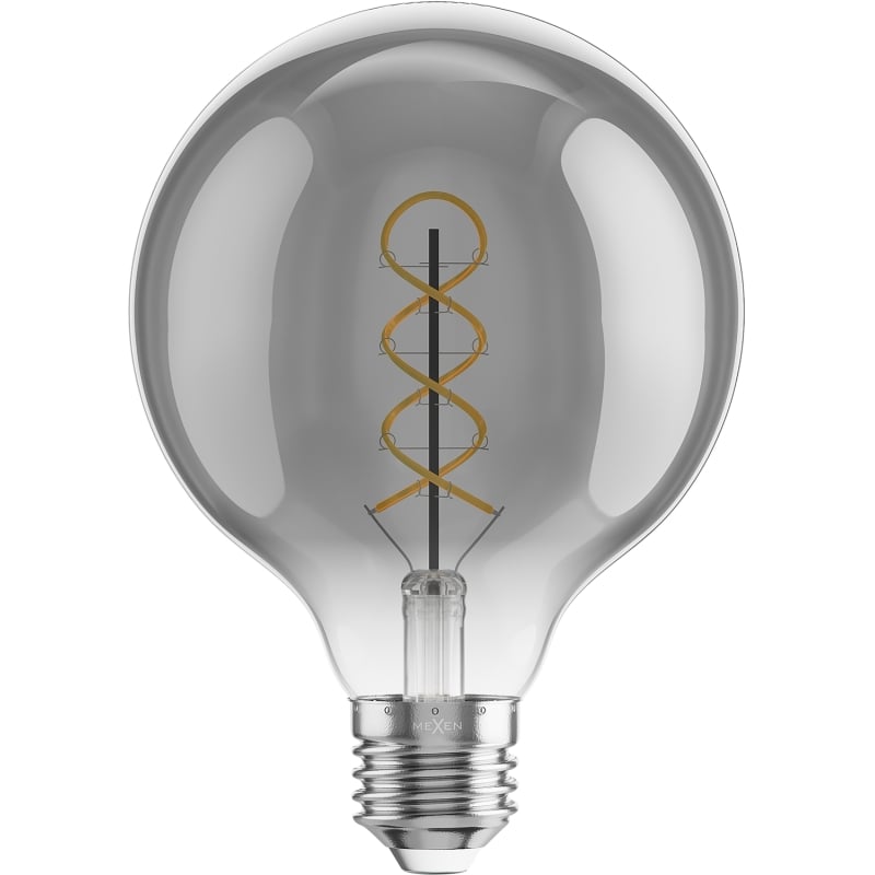 Mexen Vintis 3x LED нажежаема спирална крушка E27, G95, 8W, Топла - 2200K, 450 lm, димна