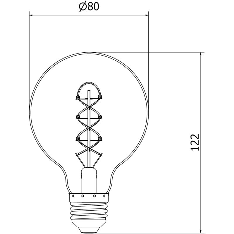 Mexen Vintis 10x LED спирална нишка крушка E27, G80, 6W, Топла - 2200K, 350 lm, димна