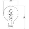 Mexen Vintis 6x LED спирална крушка филомент E27, G80, 8W, Топло - 2700K, 750 lm, прозрачно