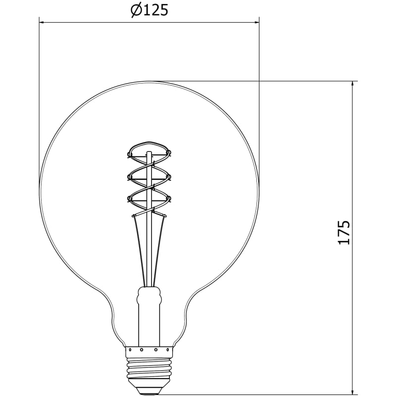 Mexen Vintis 10x LED спирална нажежаема крушка E27, G125, 6W, Топла - 2200K, 530 lm,