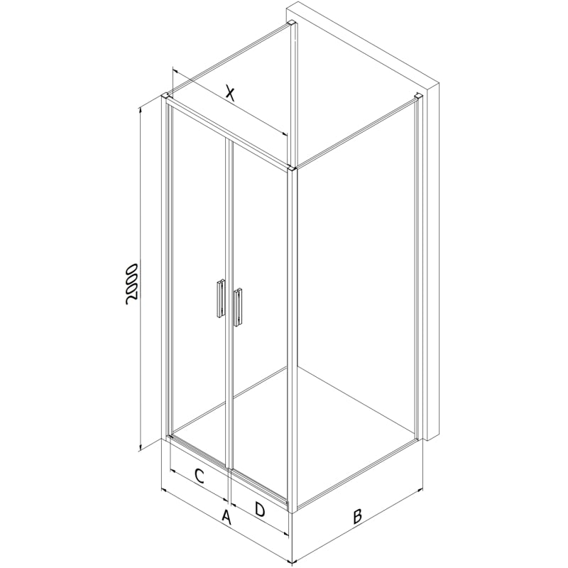 Mexen Exo-B Duo 3S душ кабина 3-стенна отваряема 110 x 95 см, прозрачна, черна