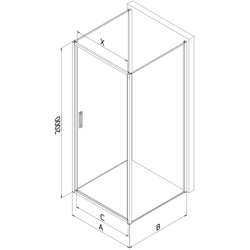 Mexen Exo-B 3S душ кабина 3-стенна с капак 90 x 70 см, прозрачна, черна