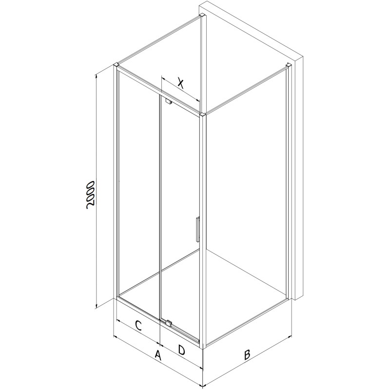 Mexen Exo-R 3S душ кабина 3-стенна, въртяща, 125 х 80 см, прозрачна, златна