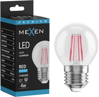 Mexen Vintis LED филаментна крушка E27, G45, 4W, 55 lm, червена - L156-E27-04XX-45