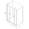 Mexen Exo-S Duo 3S душ кабина 3-стенна плъзгаща се 140 x 100 см, прозрачна, хром