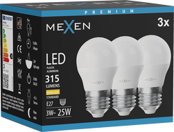 Mexen Nova 3x LED крушка E27, G45, 3W, Топла - 3000K, 315 lm - L101-E27-0330-01x03