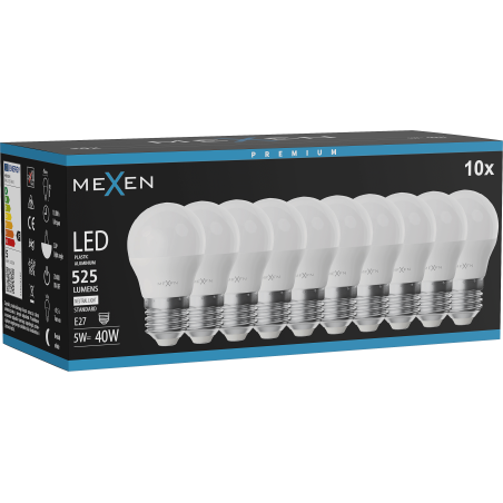 Mexen Nova 10x LED крушка E27, G45, 5W, неутрална - 4000K, 525 lm - L101-E27-0540-01x10