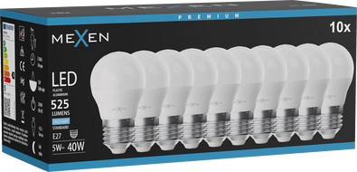 Mexen Nova 10x LED крушка E27, G45, 5W, Студена - 6500K, 525 lm - L101-E27-0565-01x10