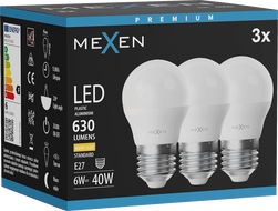 Mexen Nova 3x LED крушка E27, G45, 6W, Топла светлина - 3000K, 630 lm - L101-E27-0630-01x03