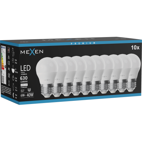Mexen Nova 10x LED крушка E27, G45, 6W, неутрална - 4000K, 630 lm - L101-E27-0640-01x10