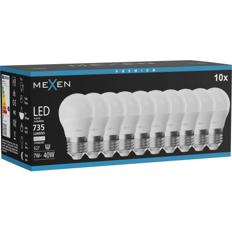 Mexen Nova 10x LED крушка E27, G45, 7W, Неутрална - 4000K, 735 lm - L101-E27-0740-01x10
