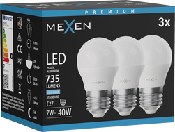 Mexen Nova 3x LED крушка E27, G45, 7W, Студена - 6500K, 735 lm - L101-E27-0765-01x03