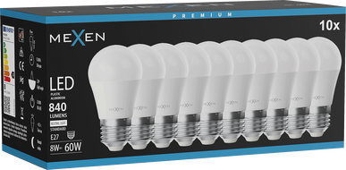 Mexen Nova 10x LED крушка E27, G45, 8W, Неутрална - 4000K, 840 lm - L101-E27-0840-01x10