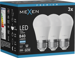 Mexen Nova 3x LED крушка E27, G45, 8W, Студена - 6500K, 840 lm - L101-E27-0865-01x03