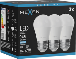 Mexen Nova 3x LED крушка E27, G45, 9W, Студена - 6500K, 945 lm - L101-E27-0965-01x03