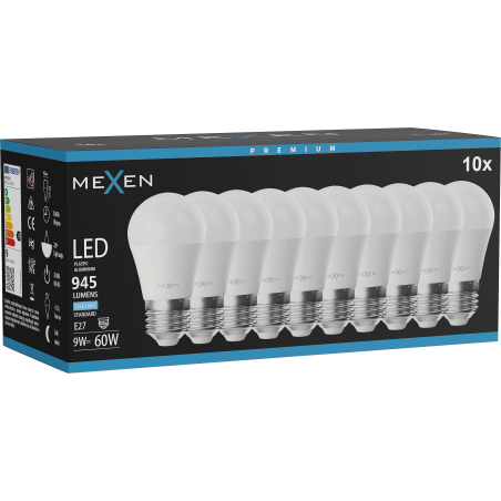 Mexen Nova 10x LED крушка E27, G45, 9W, Студена - 6500K, 945 lm - L101-E27-0965-01x10