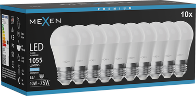 Mexen Nova 10x LED крушка E27, G45, 10W, Студена - 6500K, 1055 lm - L101-E27-1065-01x10