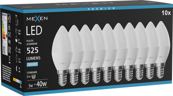 Mexen Nova 10x LED крушка E14, C37, 5W, Студена - 6500K, 525 lm - L102-E14-0565-01x10