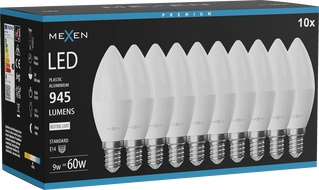 Mexen Nova 10x LED крушка E14, C37, 9W, Неутрална - 4000K, 945 lm - L102-E14-0940-01x10