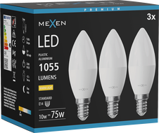 Mexen Nova 3x LED крушка E14, C37, 10W, Топла - 3000K, 1055 lm - L102-E14-1030-01x03
