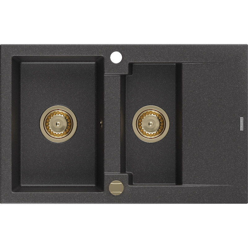 Mexen Gaspar гранитна мивка 1,5 камери с отцедник 737 x 475 мм, черен на пръски,