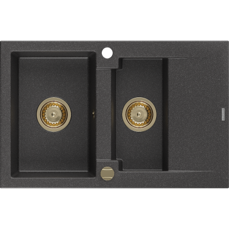 Mexen Gaspar гранитна мивка 1,5 камери с отцедник 737 x 475 мм, черен на пръски,
