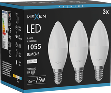 Mexen Nova 3x LED крушка E14, C37, 10W, неутрална - 4000K, 1055 lm - L102-E14-1040-01x03