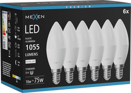 Mexen Nova 6x LED крушка E14, C37, 10W, Неутрална - 4000K, 1055 lm - L102-E14-1040-01x06