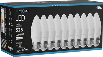 Mexen Nova 10x LED крушка E27, C37, 5W, Неутрална - 4000K, 525 lm - L102-E27-0540-01x10