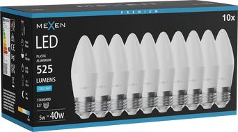 Mexen Nova 10x LED крушка E27, C37, 5W, Студена - 6500K, 525 lm - L102-E27-0565-01x10