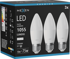 Mexen Nova 3x LED крушка E27, C37, 10W, Неутрална - 4000K, 1055 lm - L102-E27-1040-01x03