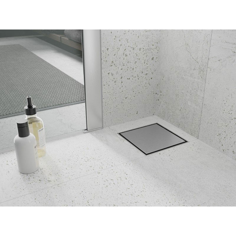 Mexen Flat-Q M13 плосък подов квадратен сифон 15 x 15 см, инокс - 1010015