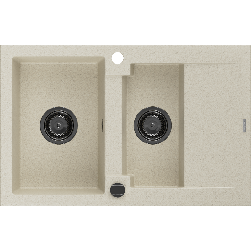 Mexen Gaspar гранитна мивка 1,5 камери с отцедник 737 x 475 мм, бежова, черен