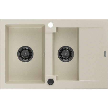 Mexen Gaspar гранитна мивка 1,5 камери с отцедник 737 x 475 мм, бежова, черен